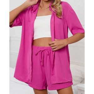 BNIB 🩷 SHEIN hot pink matching shorts set | Vacation Barbiecore Coord